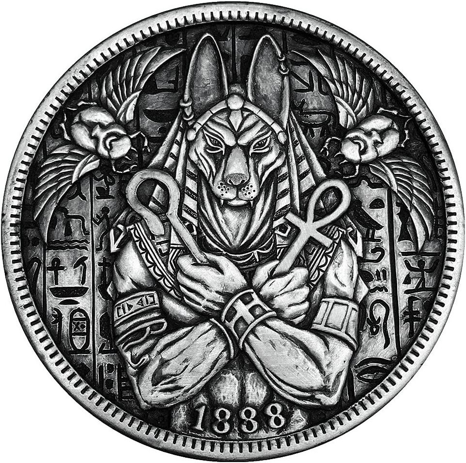 Hot Selling 2022 Egyptian Myth Azrael Anubis Werewolf Hobo Nickel Antique Silver Collection Challenge Coin Satan Series