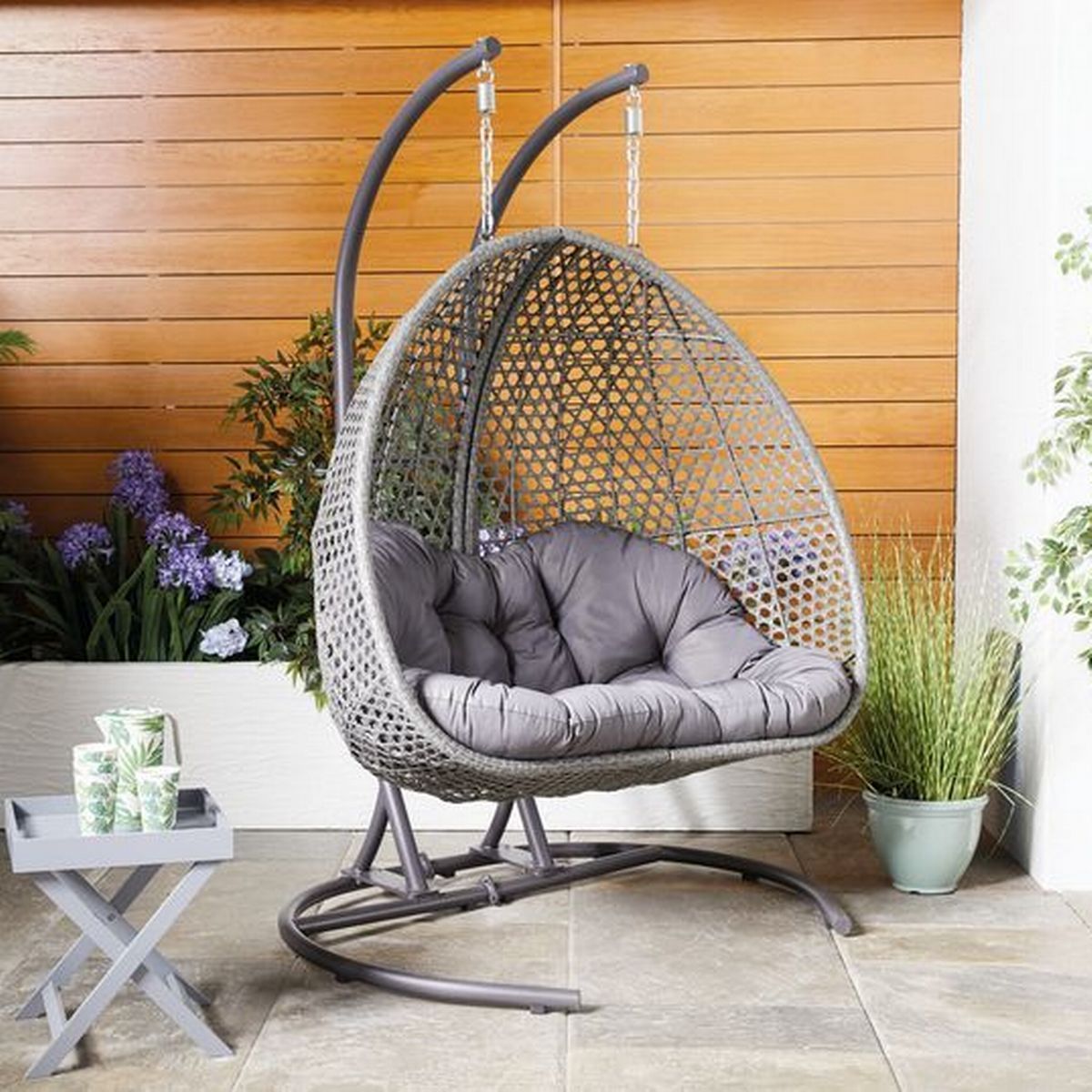 Larger version of sold-out hanging egg chair patio hanging rattan swing egg chair with stand made in Vietnam