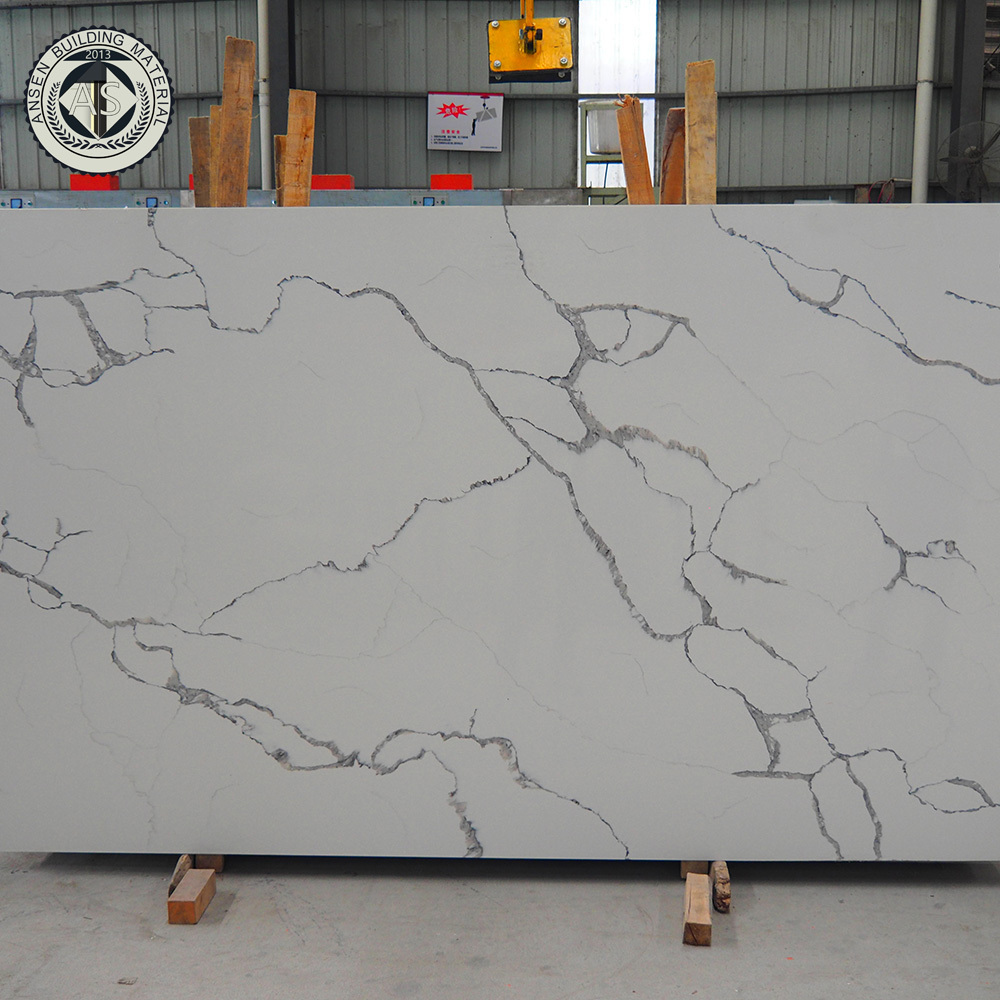 Calacatta quartz slabs white quartz countertops with black veins quartz stone slab