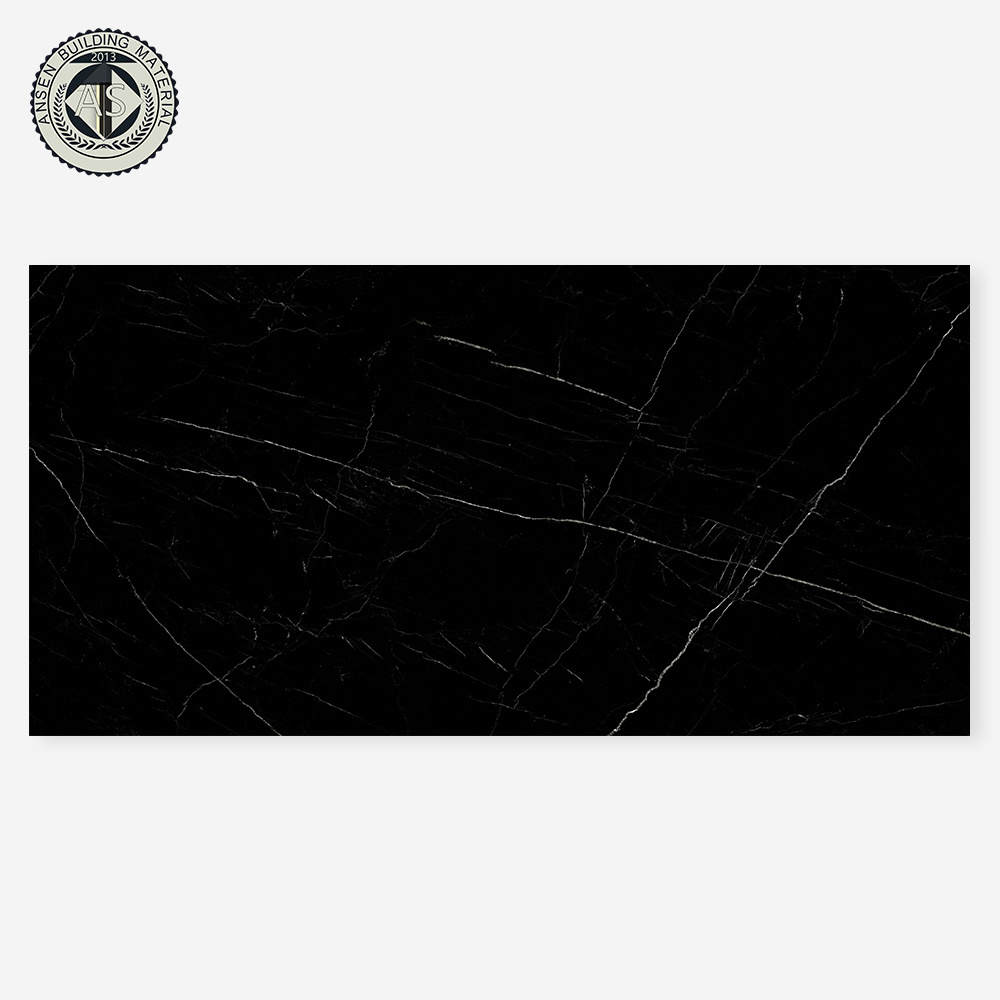 Smooth Finish Black Porcelain Slab Sintered Stone Slabs Tiles for Kitchen