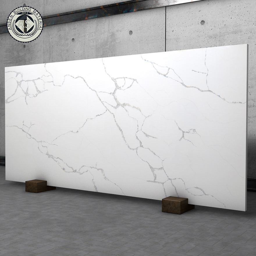 Calacatta quartz slabs white quartz countertops with black veins quartz stone slab