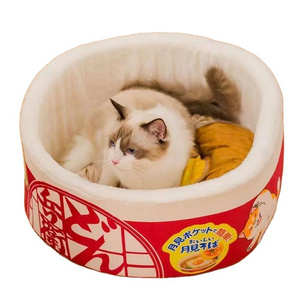 Instant Noodle Bucket Dog Nest Pet Nest Winter Warm Closed Round Felt cat's Nest Ramen Cat Bed