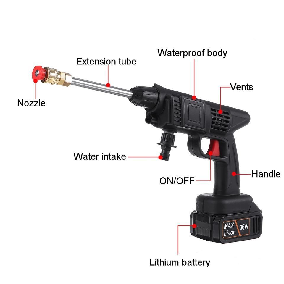 Portable Wireless Lithium Battery Auto Cleaning Kit Foam Gun Car Wash Spray Water Guns High Pressure Electric Car Washer Gun