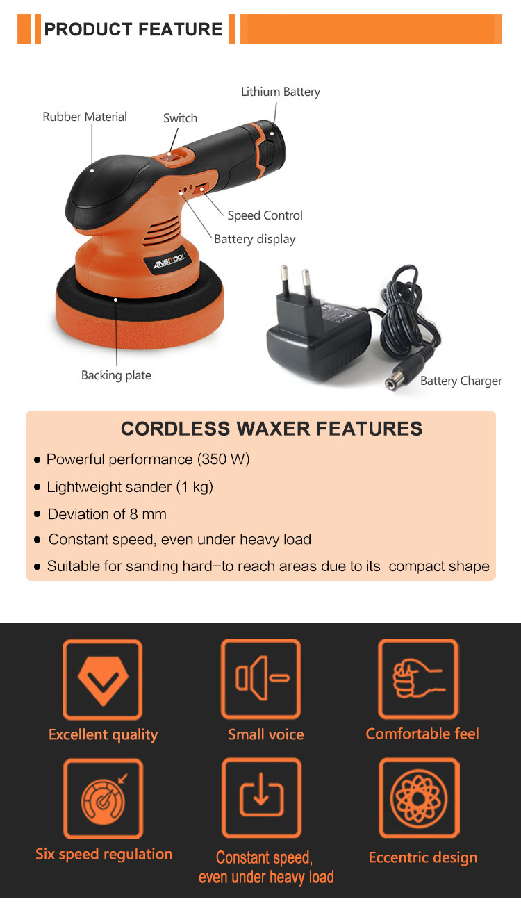 8MM Orbital Lithium Battery Cordless Mini Detailing Polishing Machine Dual Action Auto Car Polisher Buffer