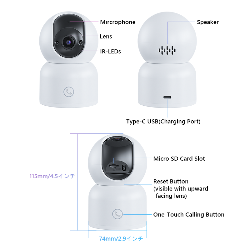 2-way Video Call Network Camera PTZ WIFI Security Cam 2K AI Smart Camera For Home Night Vision Wireless Indoor Camera