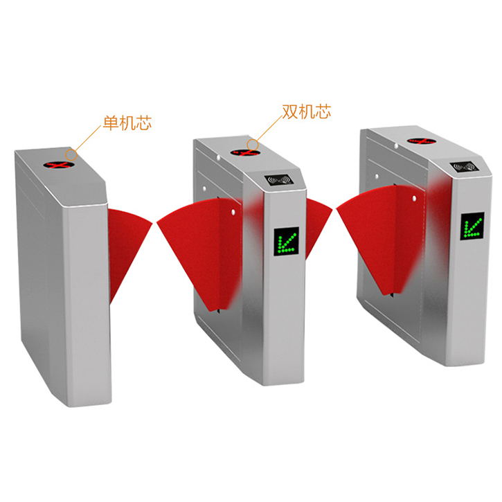 Stainless Steel Automatic Flap Barrier Turnstile Gate Mechanism RFID Card and Barcode Reader Security Access Control