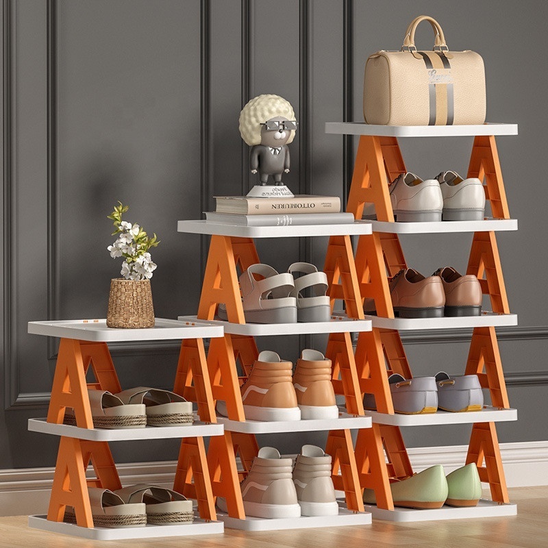 shoe organizer rack Foldable Storage Plastic Vertical Shoe Holder for Entryway for Closet Narrow Shoe Shelf