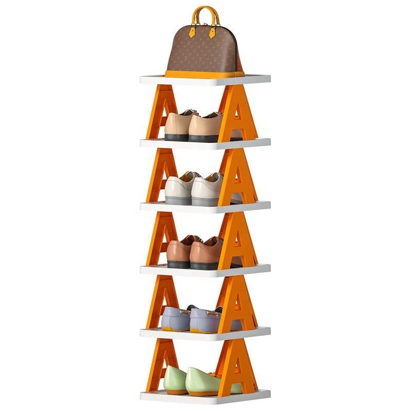 shoe storage organizer Foldable Storage Plastic Vertical Shoe Holder for Entryway for Closet Narrow Shoe Shelf