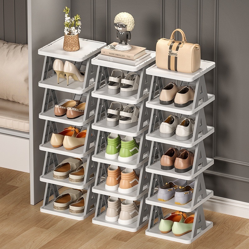 shoe rack storage organizer Foldable Storage Plastic Vertical Shoe Holder for Entryway for Closet Narrow Shoe Shelf