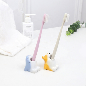 Cute Cartoon Toothbrush Holder for Kids Fun Resin Pen Pencil Holder Mini Animal Single Tooth Brush Stand