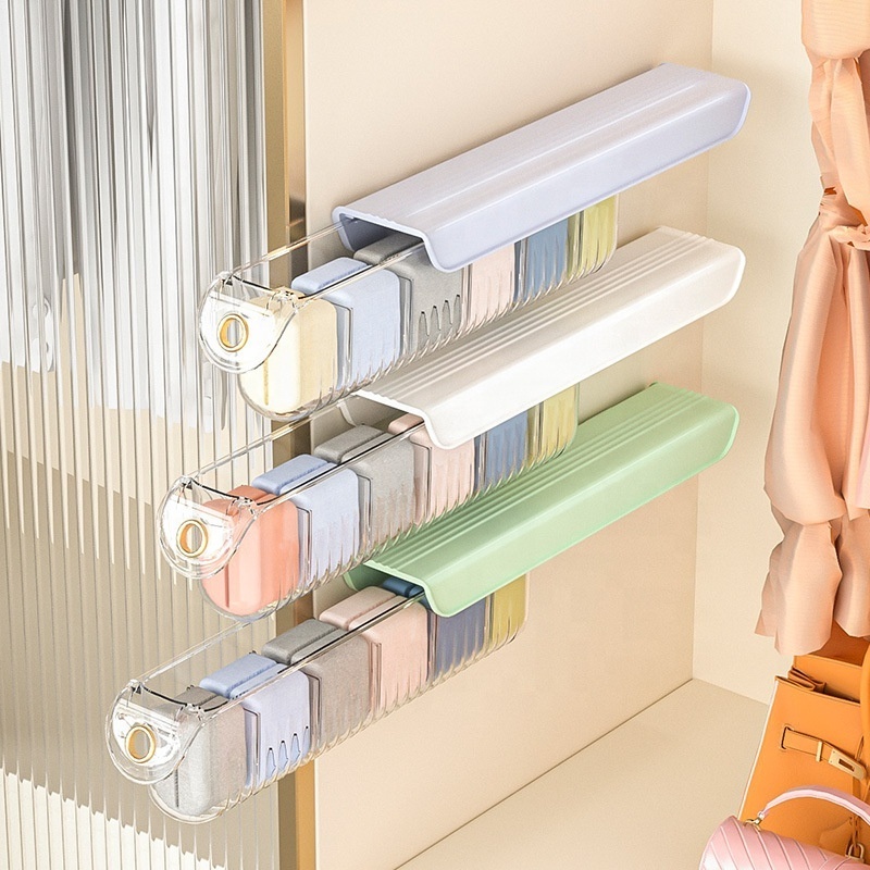 Clear Self-Adhesive Acrylic Organizer Wall Mounted Drawer Organizer Hanging Transparent Underwear Panties Storage Box Punch Free