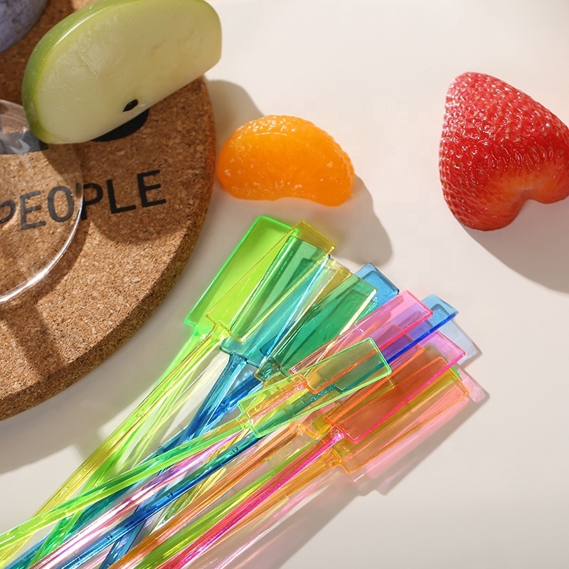 transparent plastic Swizzle Sticks Cocktail Stirrers for Drinks Reusable Coffee Stirrers