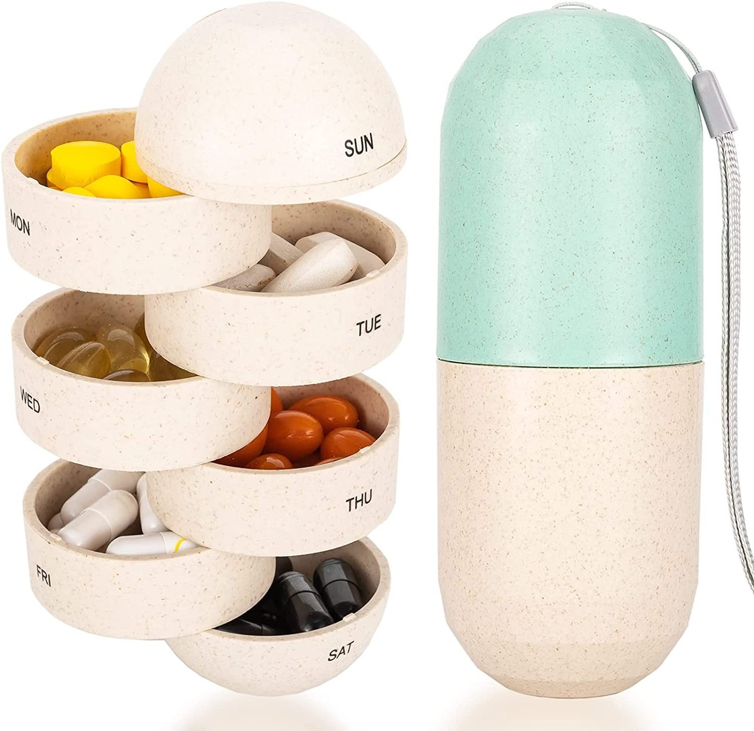 7  Compartments Portable Pill Case Waterproof Metal Pill Holder Medicine Bottle Mini Pill Organizer Case Container for Purse