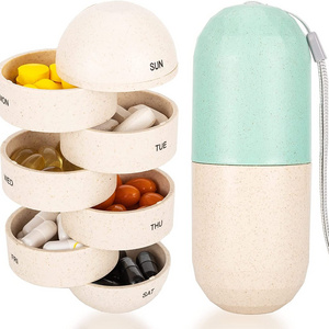 7  Compartments Portable Pill Case Waterproof Metal Pill Holder Medicine Bottle Mini Pill Organizer Case Container for Purse