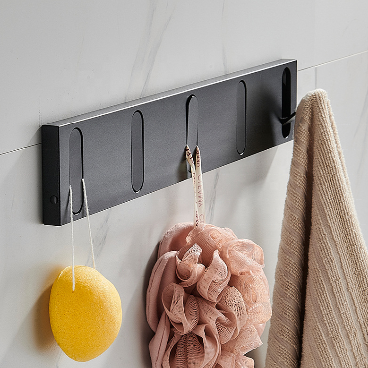 High Quality Wall Mounted Floating Rack Modern Sleek Space Saving baby coat hangers with 5 Retractable