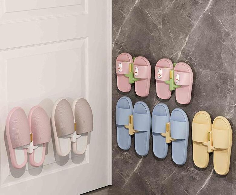 Wall Mounted Shoe Rack Organizer Adhesive Shoes Holder Storage Organizer Shoe Shelf Rack Over the Wall for Hanging on the Door