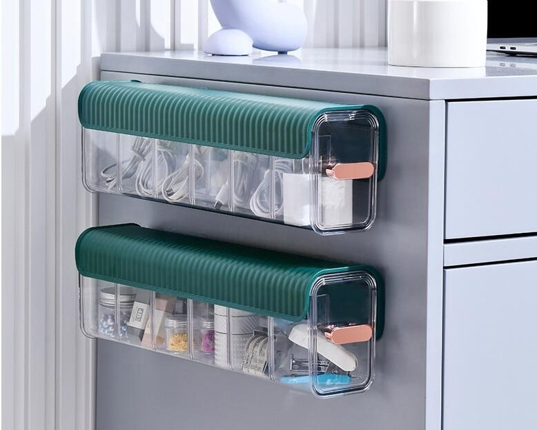 Cell Wall Mounted Transparent Storage Box Punch-Free Multi-functional Storage Box Socks Underwear Wall Mount Drawer Organizer