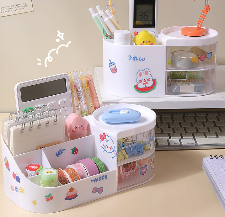 Desk Organizer Office Supplies Caddy with Pencil Holder and Drawer for Desktop Accessories