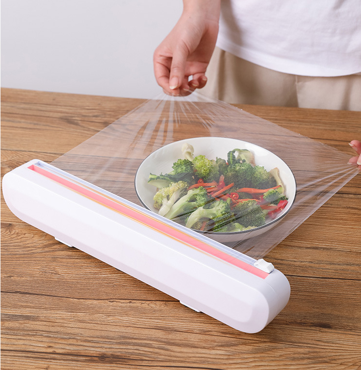 Kitchen Plastic Cling Film Slide Wrap Dispenser Cutter Plastic wrap cutter