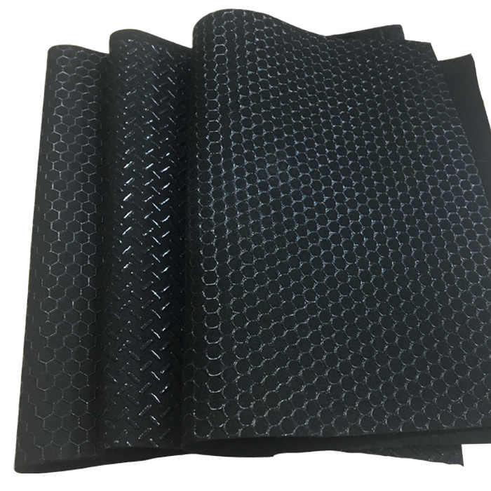 CR neoprene rubber sheets anti slip silicone plastic drop dotted pattern laminate nylon fabric