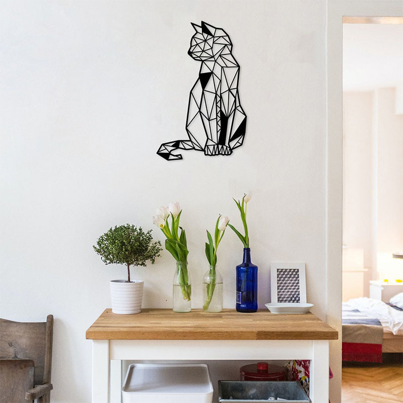 Geometric cat metal wall decorations wall sticker painting home art silhouette wrought iron silhouette metal decoration