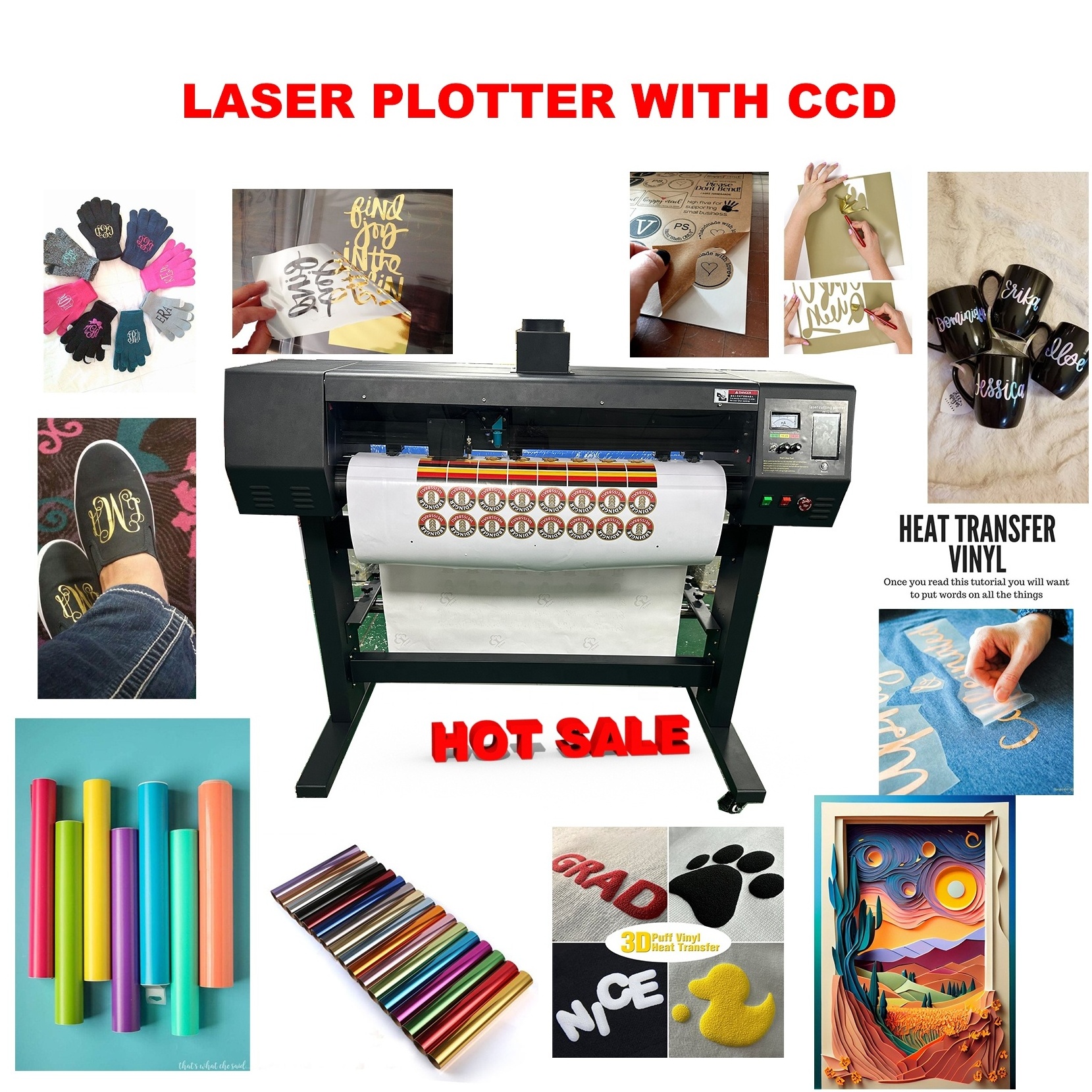 980 mm CCD with laser and blade  Vinyl Cutter/Plotter Sign Cutting Machine Software 3 Blades