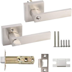 Factory Wholesale Heavy duty Square Lever Handle lock entrance Privacy ET Brass Satin Nickle Door Handle Lever Lock