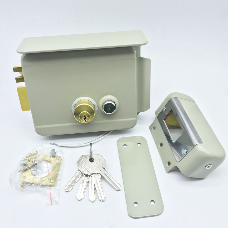 China manufacture easy installation DC 12V gate door electric rim lock warehouse battery latch magnetic locks