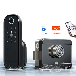 Smart Password Fingerprint card tuya TT Digital lock Electronic Rim Door Locks Waterproof Outdoor Gate Lock