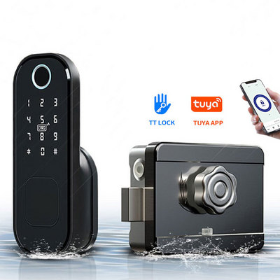 Smart Password Fingerprint card tuya TT Digital lock Electronic Rim Door Locks Waterproof Outdoor Gate Lock