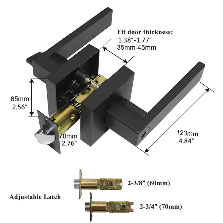 Security cylindrical knob door lock lever handle Stainless Steel door Key in lever entry door handle lock lever set