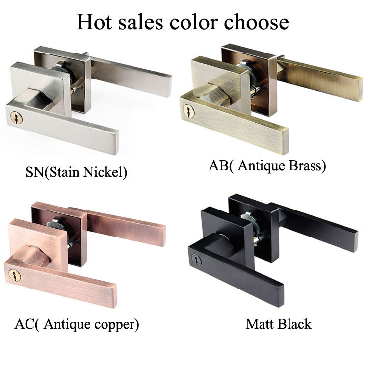 Security cylindrical knob door lock lever handle Stainless Steel door Key in lever entry door handle lock lever set