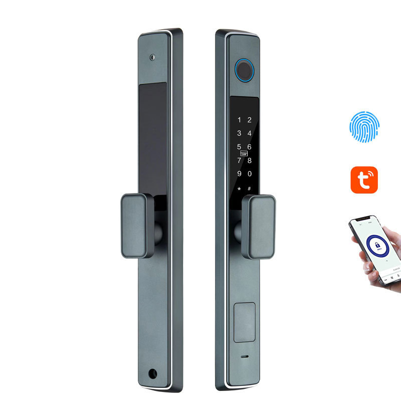 Aluminum Double Sided Sliding Door Lock Remote Unlock Smart Gateway Ttlock App Fingerprint Door Locks