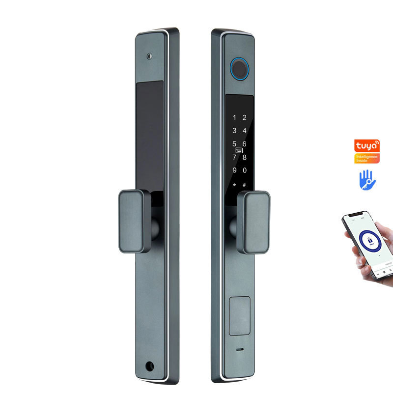 Aluminum Double Sided Sliding Door Lock Remote Unlock Smart Gateway Ttlock App Fingerprint Door Locks