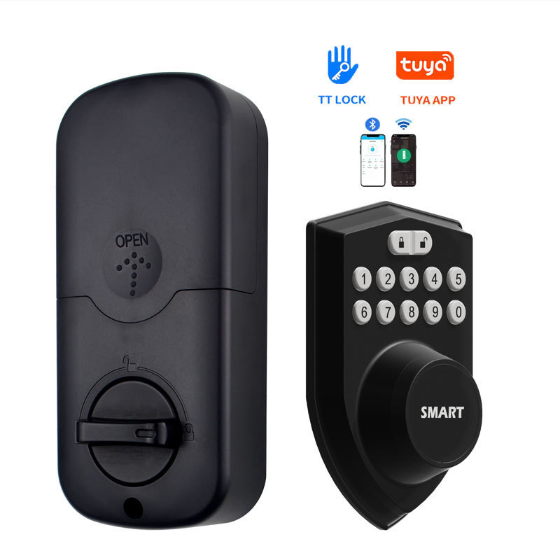 Smart Digital Display Stand Black Deadbolt Door Lock Body Mortise Lock Set Wifi Motorize Deadbolt Smart Lock