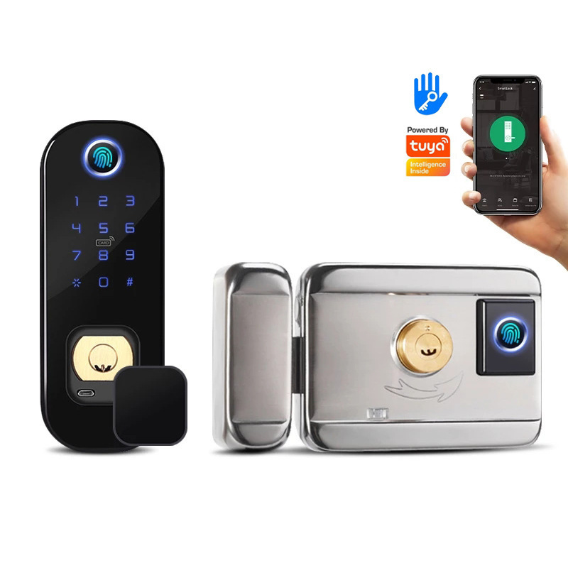 Digital Electric Magnetic Rim Lock With Brass Cylinder Deadbolt Rim Lock With Keys For Front Door Lock Smart