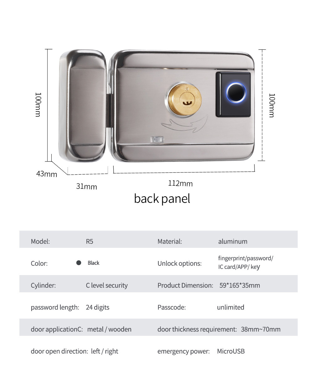 Digital Electric Magnetic Rim Lock With Brass Cylinder Deadbolt Rim Lock With Keys For Front Door Lock Smart