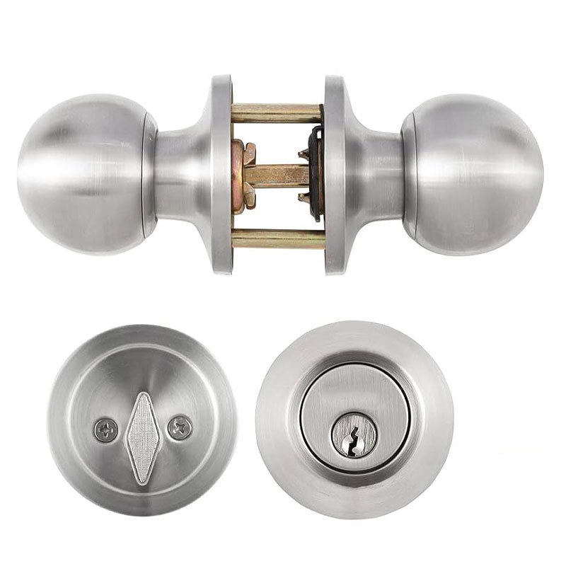 Bathroom Privacy Keyless Door Handle Lever Knob Lock Steel Single Cylinder Double Deadbolt Lock