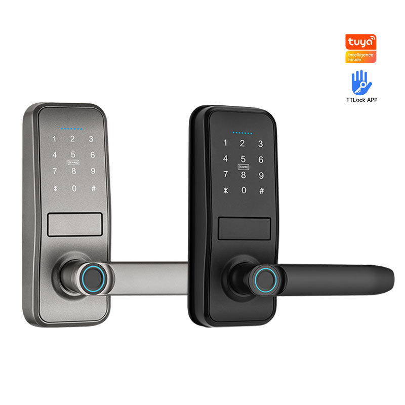 Aluminum Sliding Digital Door Knob Lock With Electronic Keypad Lever Door Handles Smart Lock Door Tuya