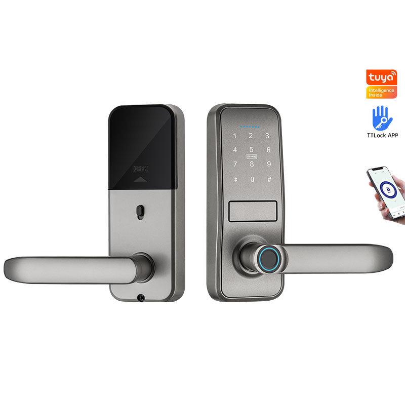 Aluminum Sliding Digital Door Knob Lock With Electronic Keypad Lever Door Handles Smart Lock Door Tuya