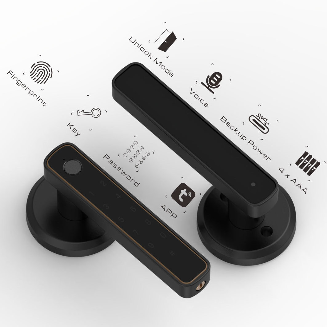 Interior Door Handle Fingerprint Smart Door Knob Cerraduras De Seguridad Inteligentes Para Puertas Digital Lock For Lockers