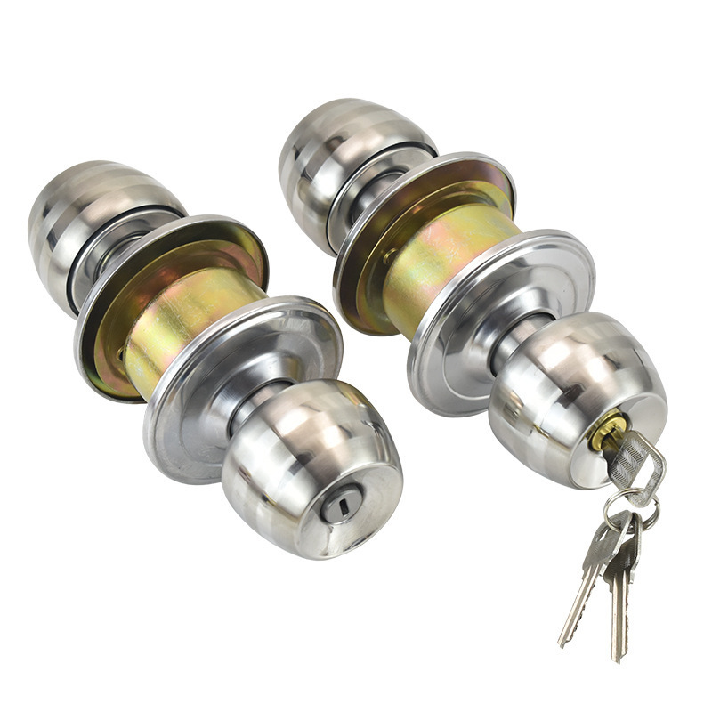 Entry Privacy Lockset Stainless Steel Cylindrical Round Ball interior door knobs keyless privacy lock