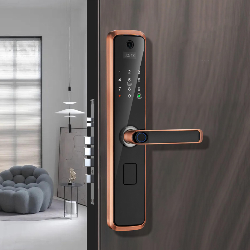 Fingerprint Smart Door Lock Password Keyless Apartment Room Tuya APP Camera Digital Door Lock doorbell camera