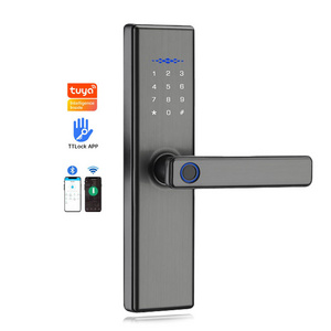 Hotel door lock aluminum alloy Password fingerprint card remote handle tuya ttlock wifi Bluetooth interior smart lock