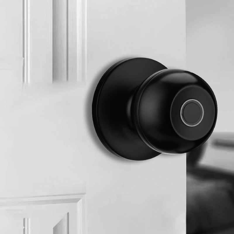 Black Sliver round mortise latch Fingerprint biometric wood door replacement lock tuya ttlock app BLE WIFI smart knob lock