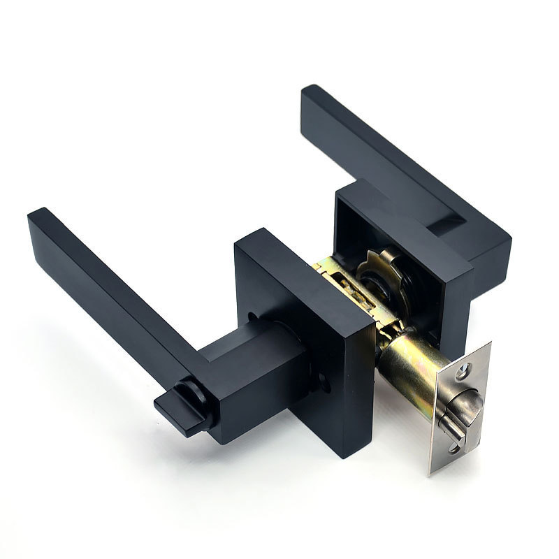 Door Lock Handle Set Black Square 3 Lever Lock Zinc Alloy heavy Duty brass door locks and handles