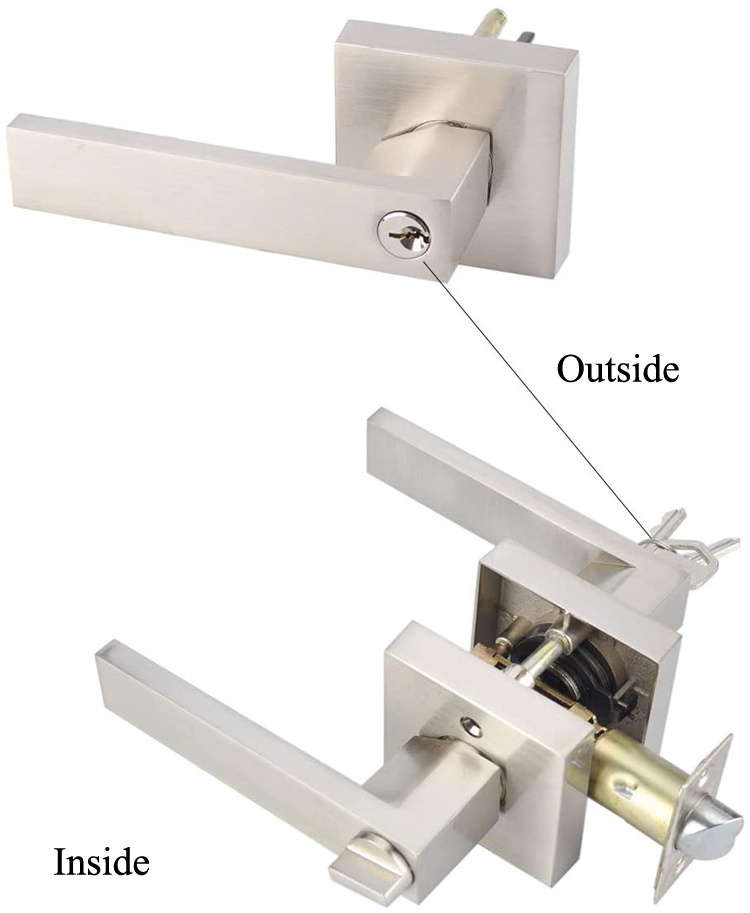 Factory Wholesale Heavy duty Square Lever Handle lock entrance Privacy ET Brass Satin Nickle Door Handle Lever Lock