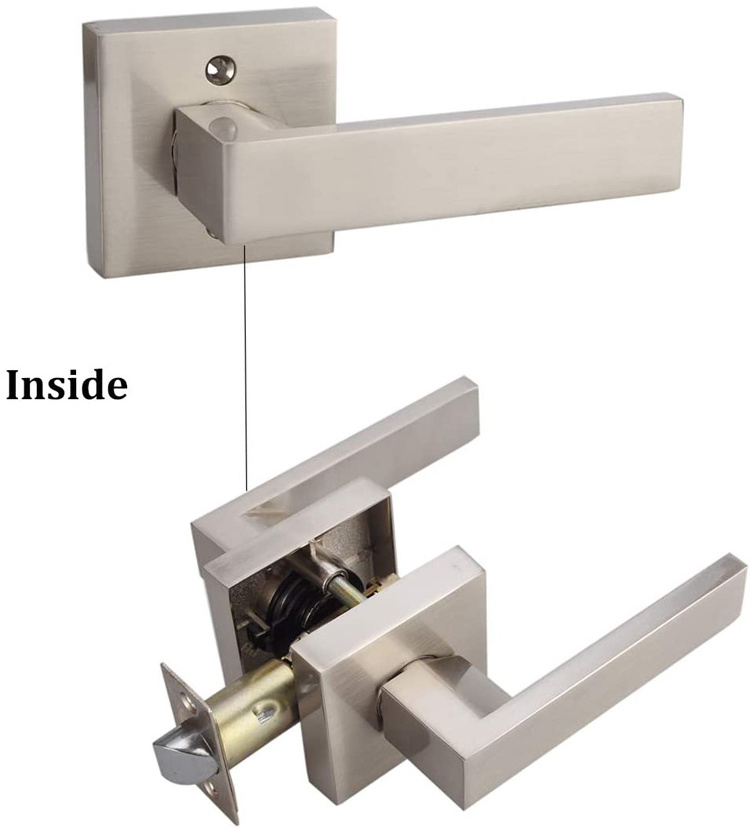 Factory Wholesale Heavy duty Square Lever Handle lock entrance Privacy ET Brass Satin Nickle Door Handle Lever Lock