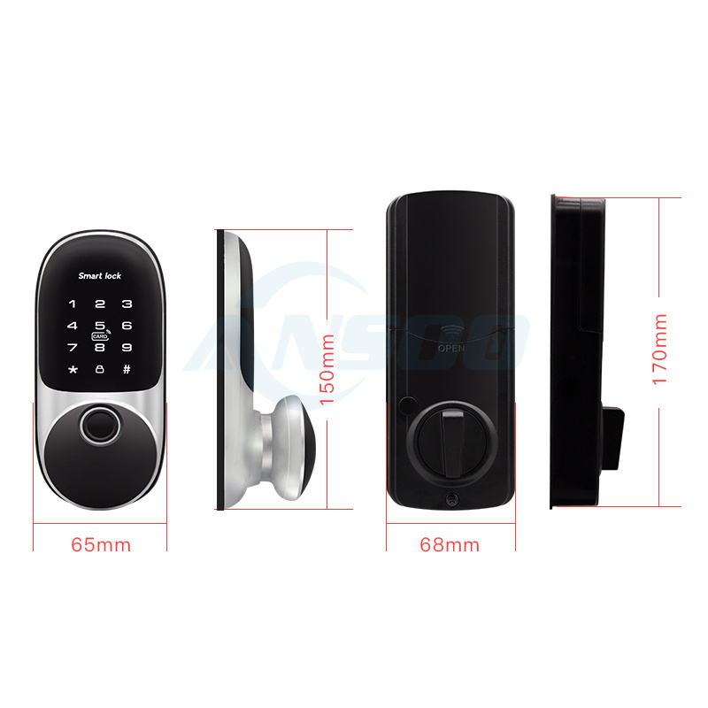 Fingerprint dead bolt lock keypad digital self locking keyless digital entry door tuya app wifi smart deadbolt lock