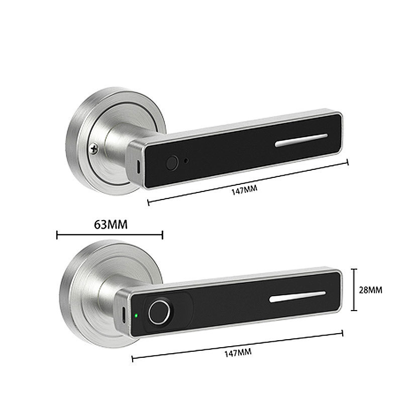 Ferreteria Fingerprint Lever Locks Electronic Bedroom Door Keyless Two Way Handle Lock